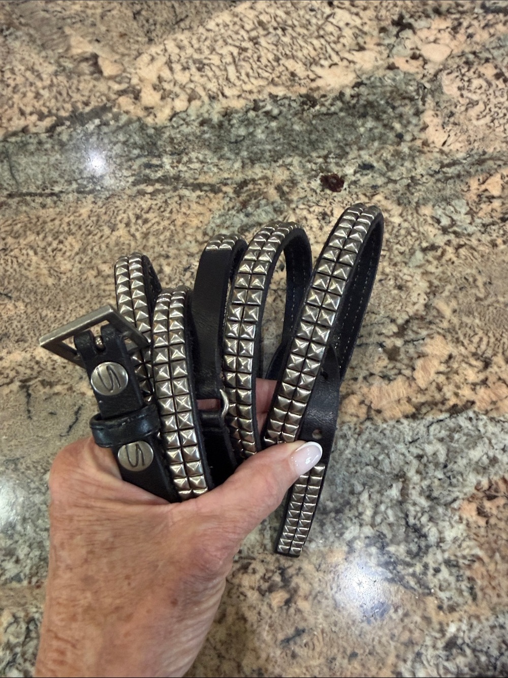 Black Studded Wrap Leather Belt used as a bridle or otherwise!! - Picture 5 of 8